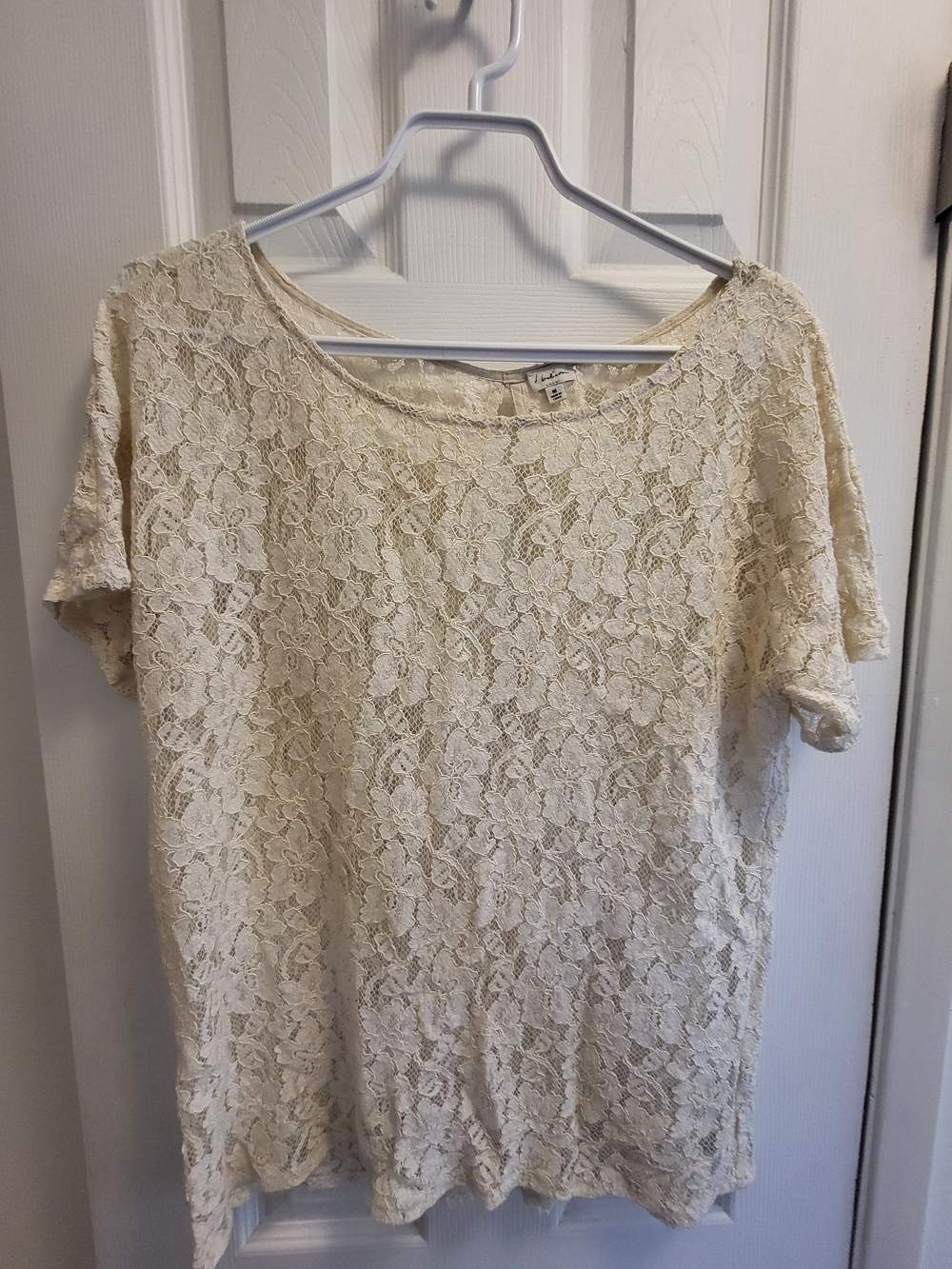 Babaton Cream Lace Short Sleeve Blouse